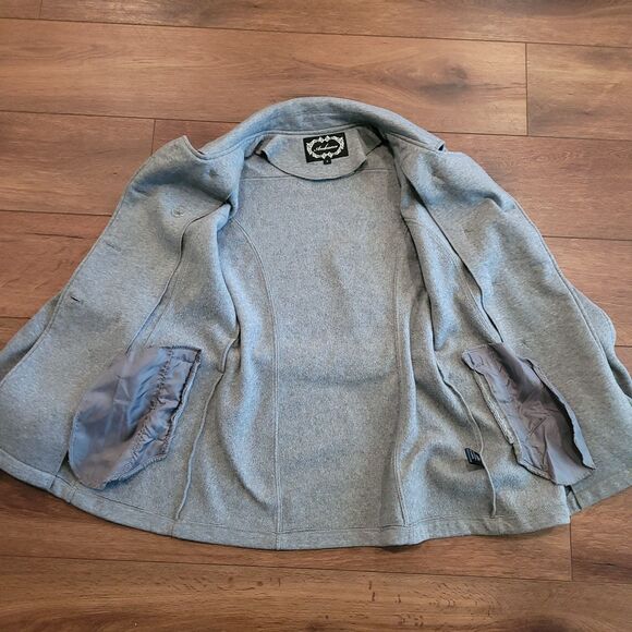 Double Breasted Peacoat Womens S Gray Belted Ambiance Apparel - Picture 9 of 16